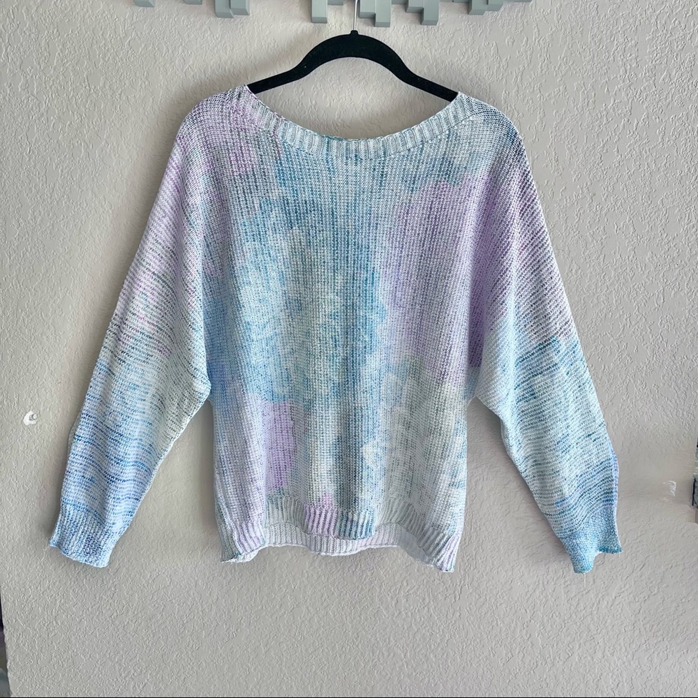 Sioni water color loose weave floral sweater, large